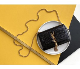 세인트로랑 YSL 크로커다일 케이트 체인 태슬 스몰 숄더백