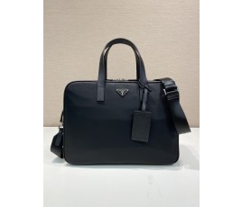 [PRADA -프라다 ] 프라다 리나일론 앤 사피아노 삼각로고 서류 가방